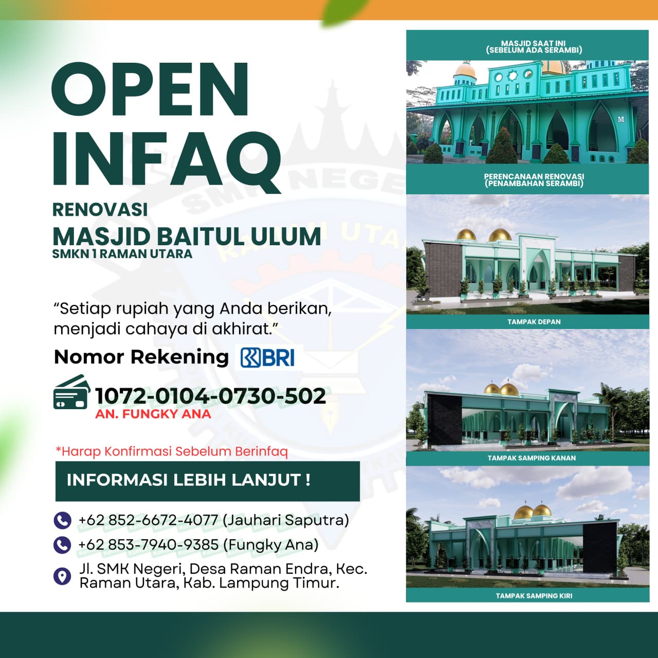 Renovasi Masjid Baitul ‘Ulum SMK Negeri 1 Raman Utara